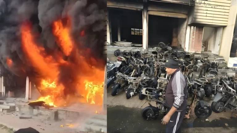 Massive fire at Kota electric car showroom; Destroying more than 50 electric two-wheelers
